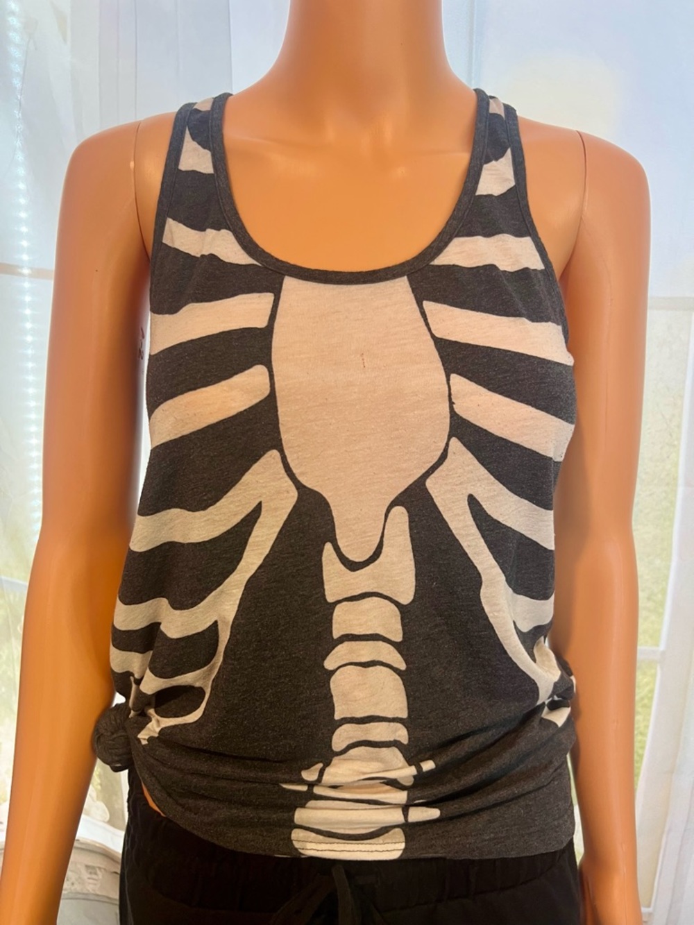Women's Black & White Skeleton Graphic Tank Top - Sleeveless Scoop Neck